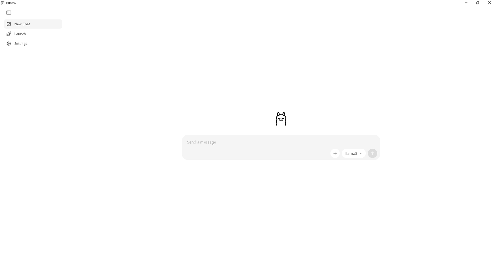 Interface do aplicativo Ollama com seleção de modelo local